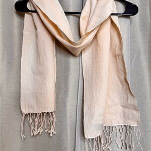 Cashmere & Silk Cream Scarf with Fringe